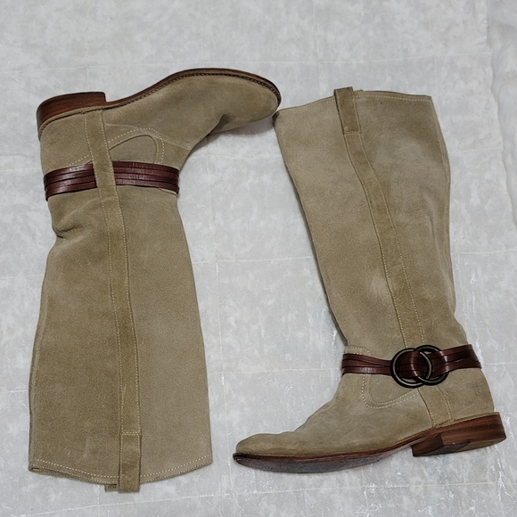 Frye Shirley Tan Suede Hall Riding Boots